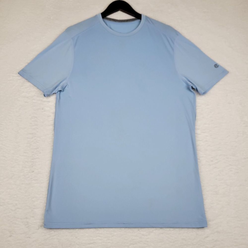Champion Shirt Mens‎ Medium Light Blue Short Sleeve Logo Active Stretch